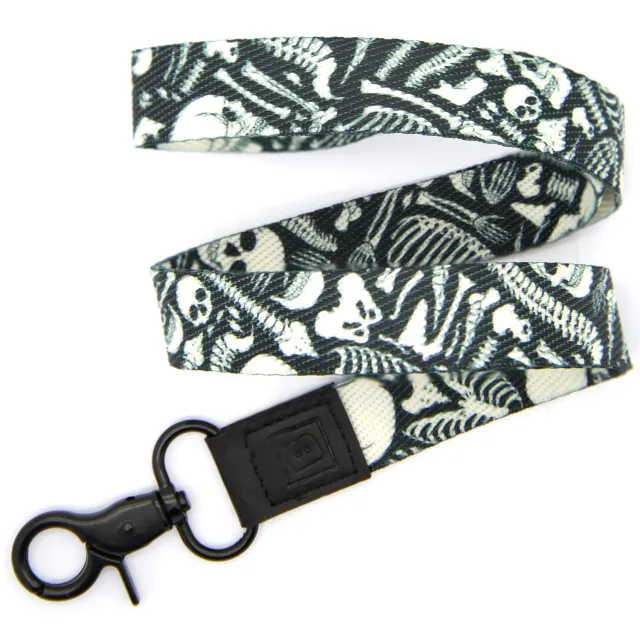 Skulltastic: Black Radiology Lanyard with Lobster Metal Clip - Illuminate Your Style!