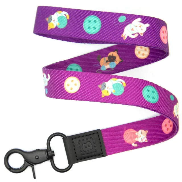 Purrfectly Purple: Cat Lover's Lanyard with Lobster Metal Clip