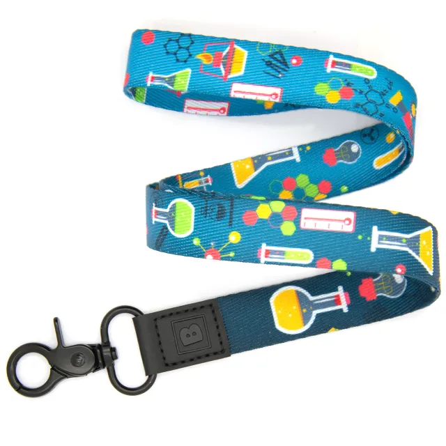 Chemistry Elements: Dark Blue Lab-Themed Lanyard with Lobster Metal Clip - Embrace Scientific Style!