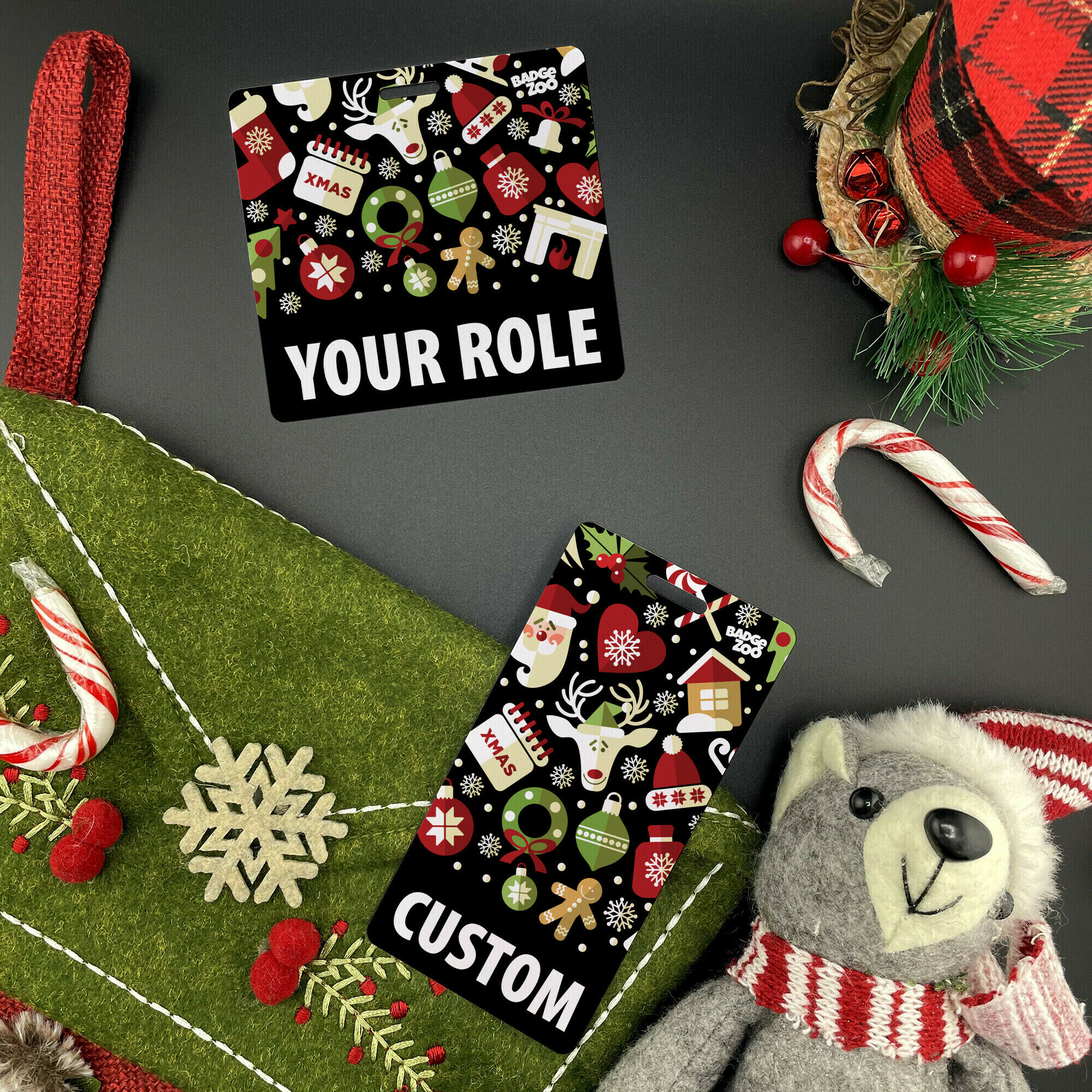 Customizable Badge Buddy - Christmas Series - Festive Parade - ID Backer Card