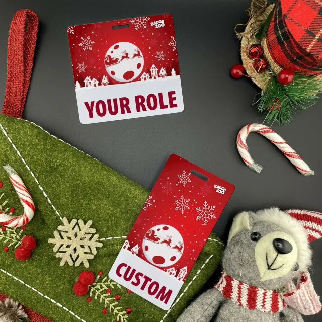 Customizable Badge Buddy - Christmas Series - Moonlit Sleigh Soar - ID Backer Card