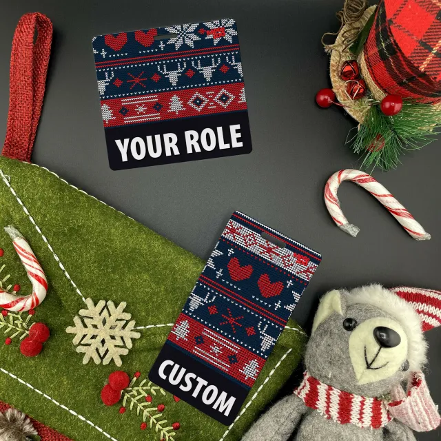Customizable Badge Buddy - Christmas Series - Cozy Knitmas Charm - ID Backer Card