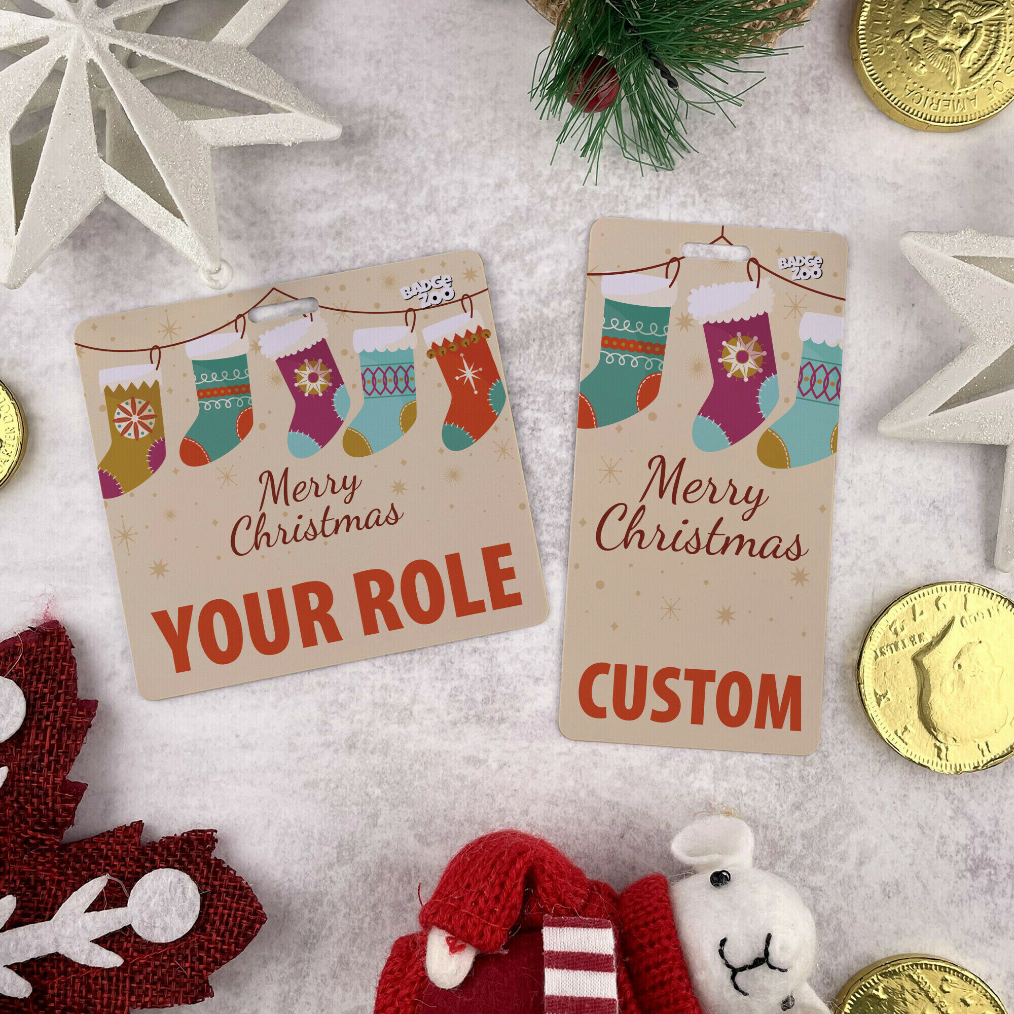 Customizable Badge Buddy - Christmas Series - Sock Surprises - ID Backer Card