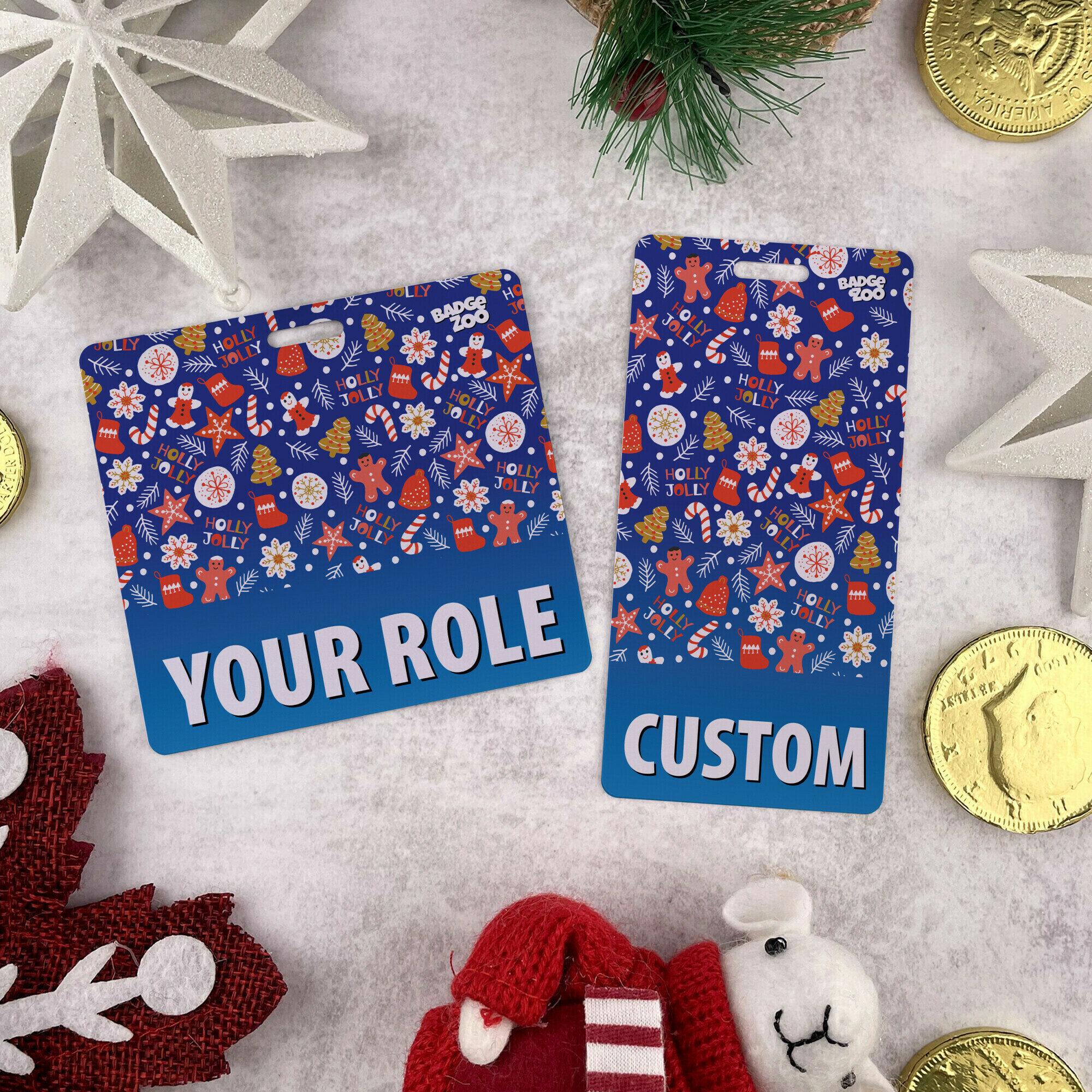 Customizable Badge Buddy - Christmas Series - Holly Jolly - ID Backer Card