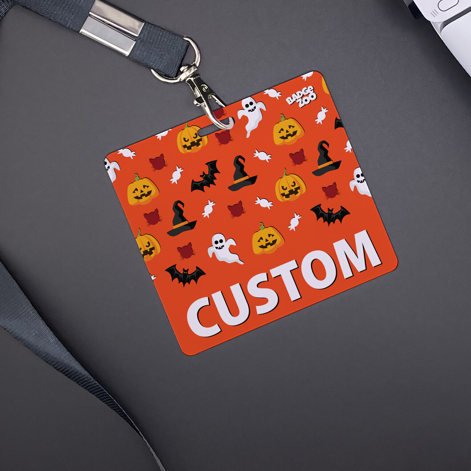 Playful pumpkin design Badge Buddy