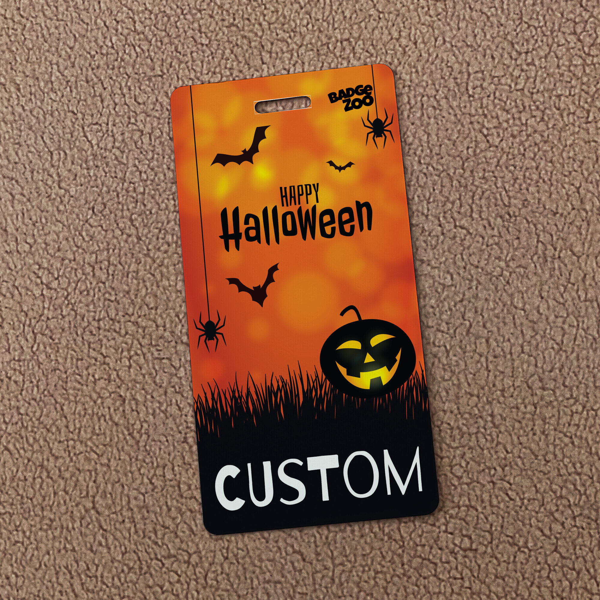 Badge buddy with cute pumpkin design