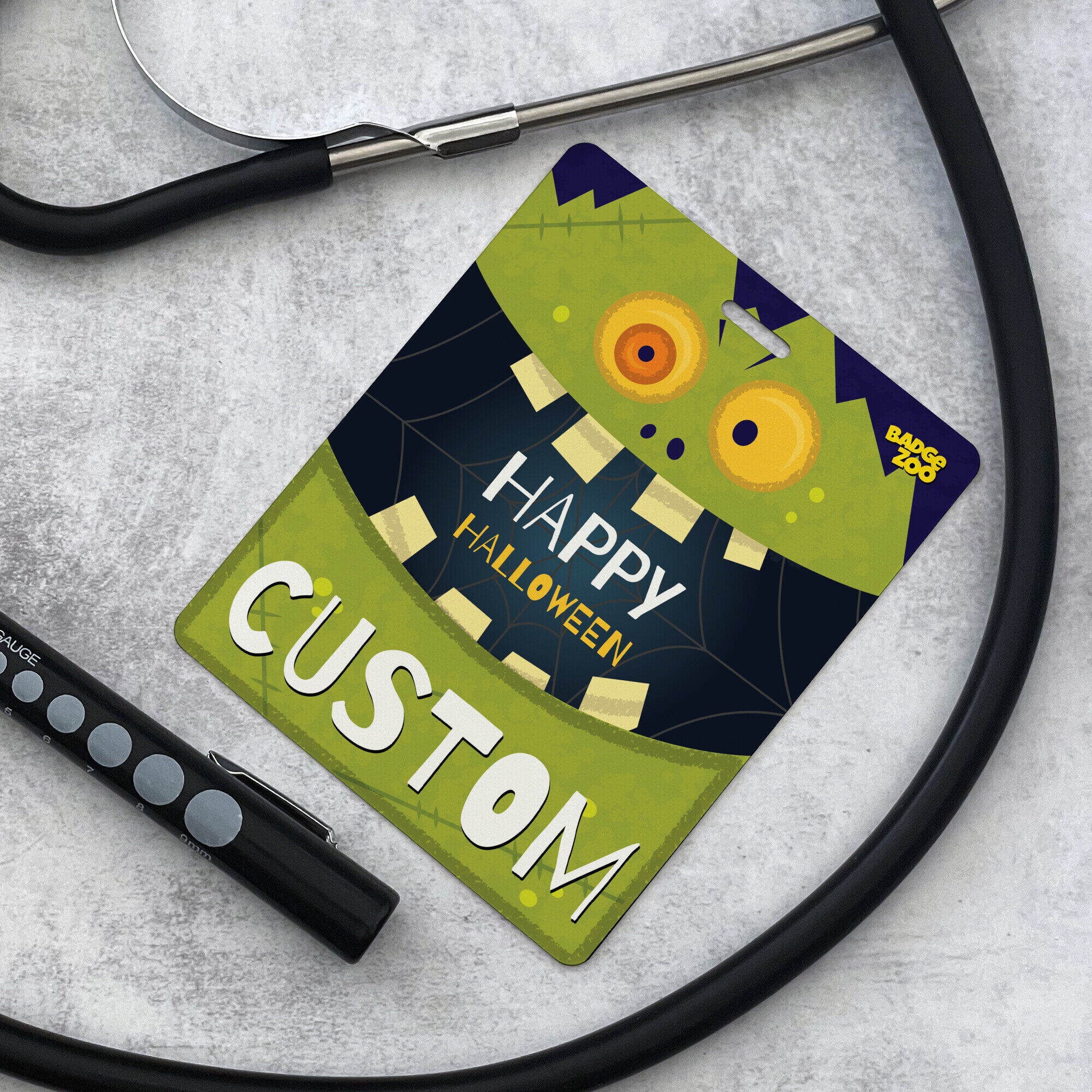 Cheerful monster badge for festive occasions