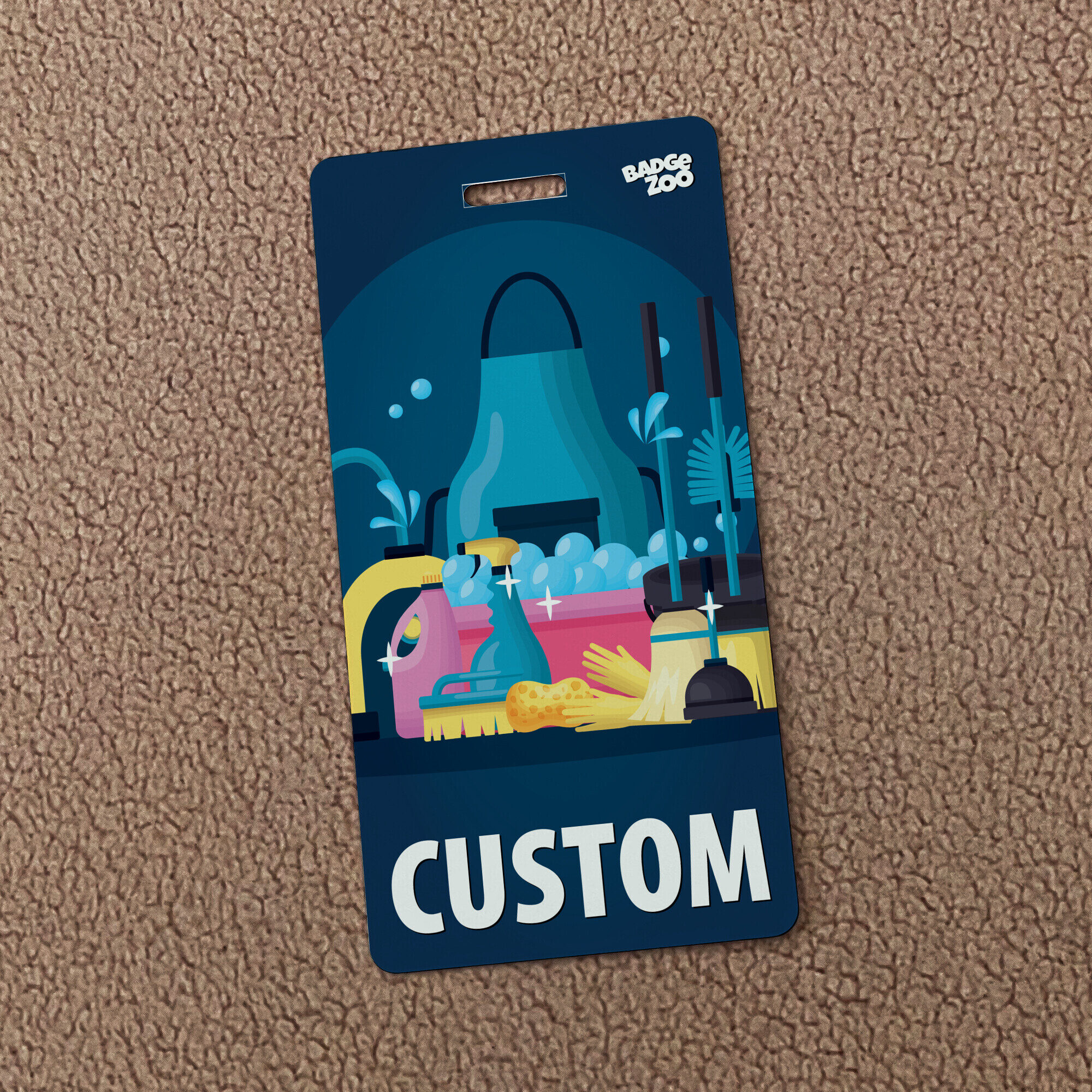 Close-up of Janitorial Design Badge Buddy details