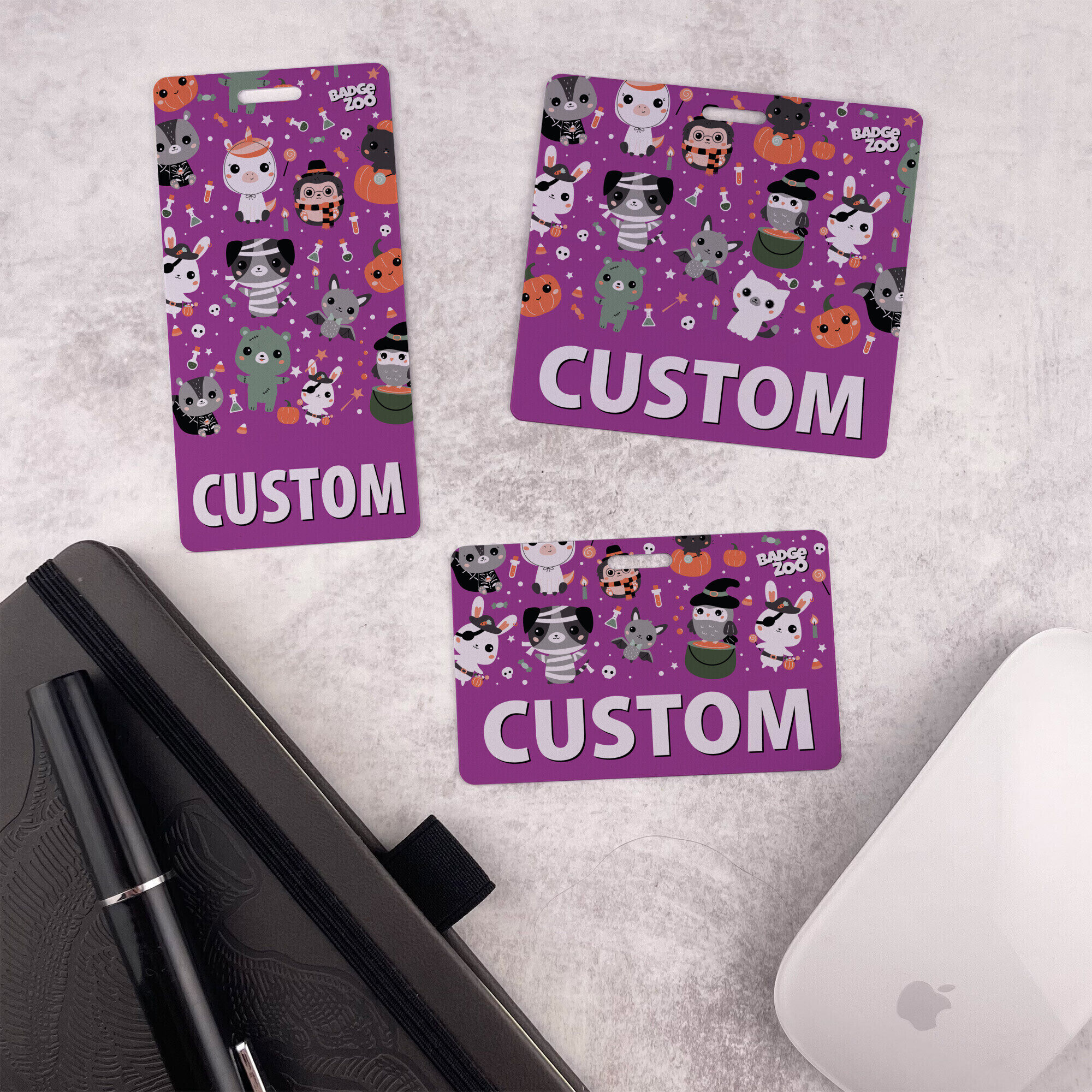 Colorful details on this purple badge buddy