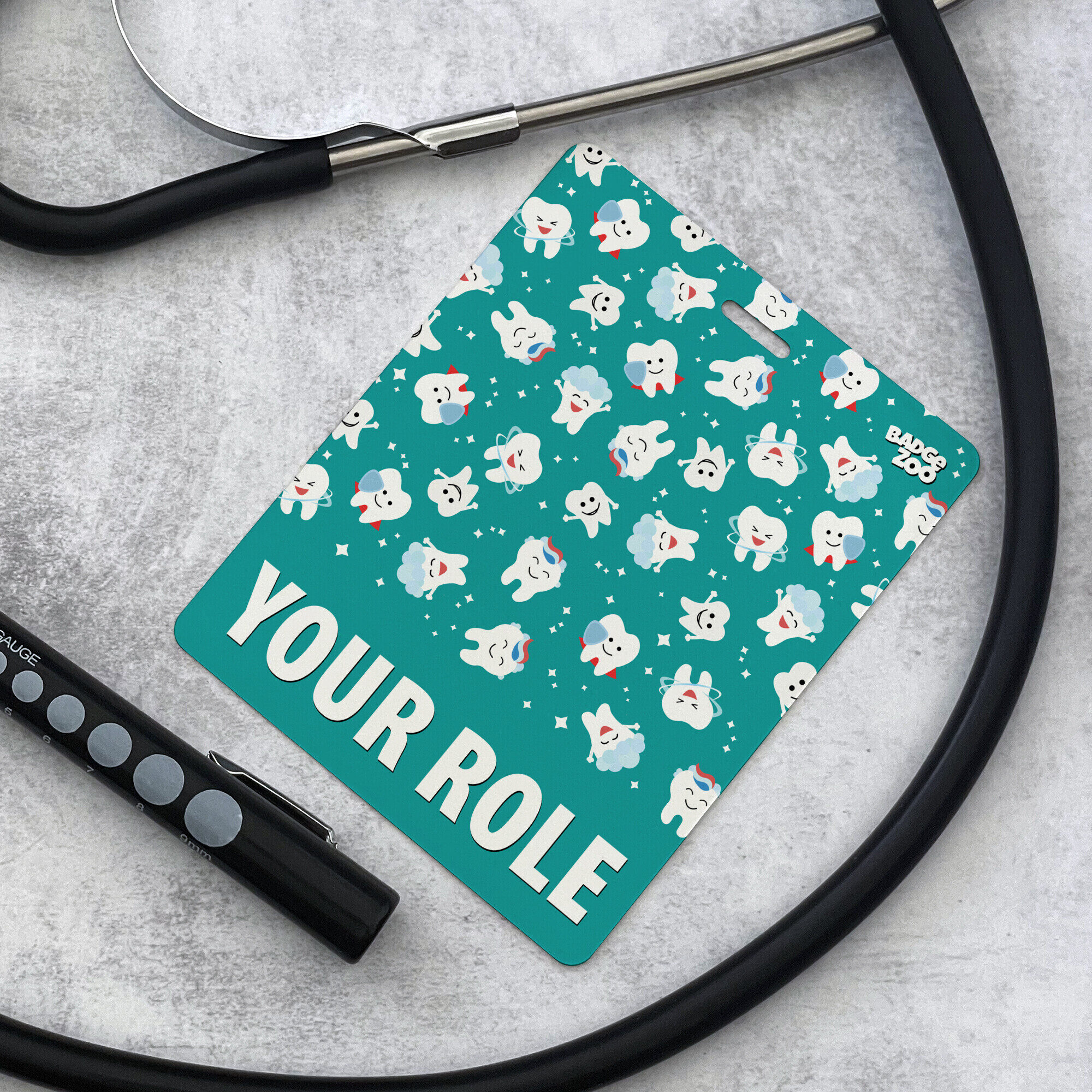 Cute and friendly dentist badge accessory