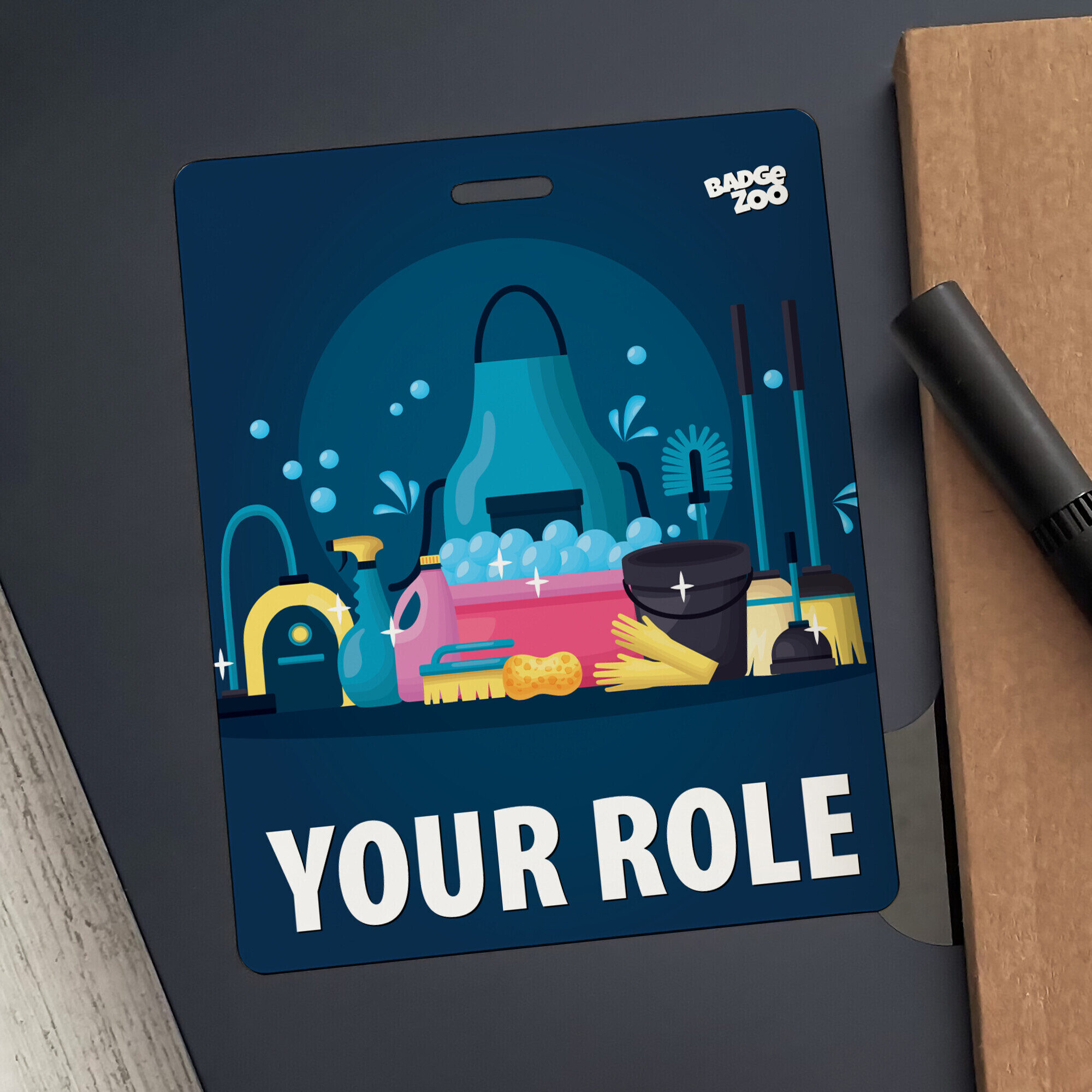 Friendly design of Janitorial Design Badge Buddy