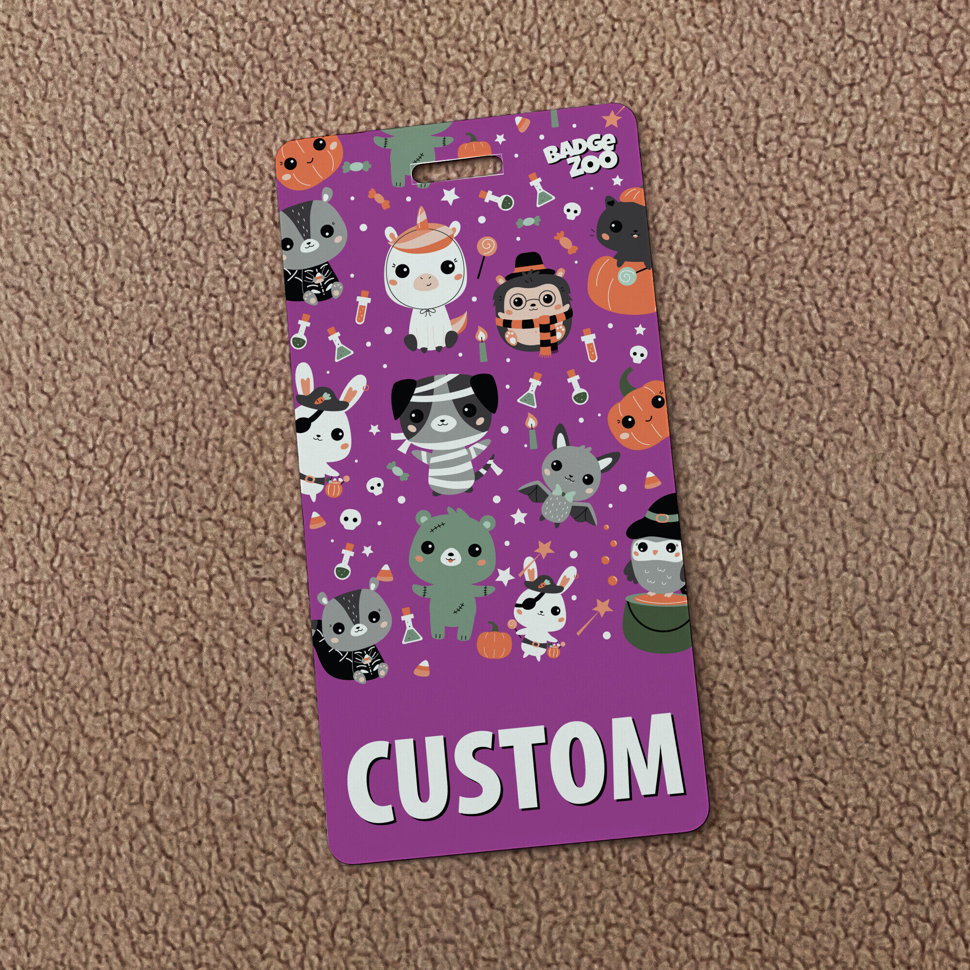 Front view of cute purple Halloween monster