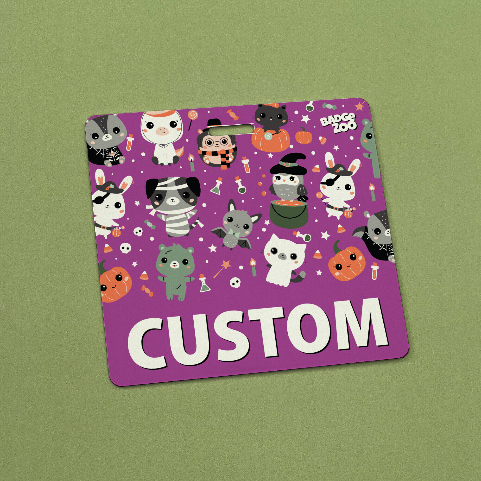 Playful purple monster badge buddy design