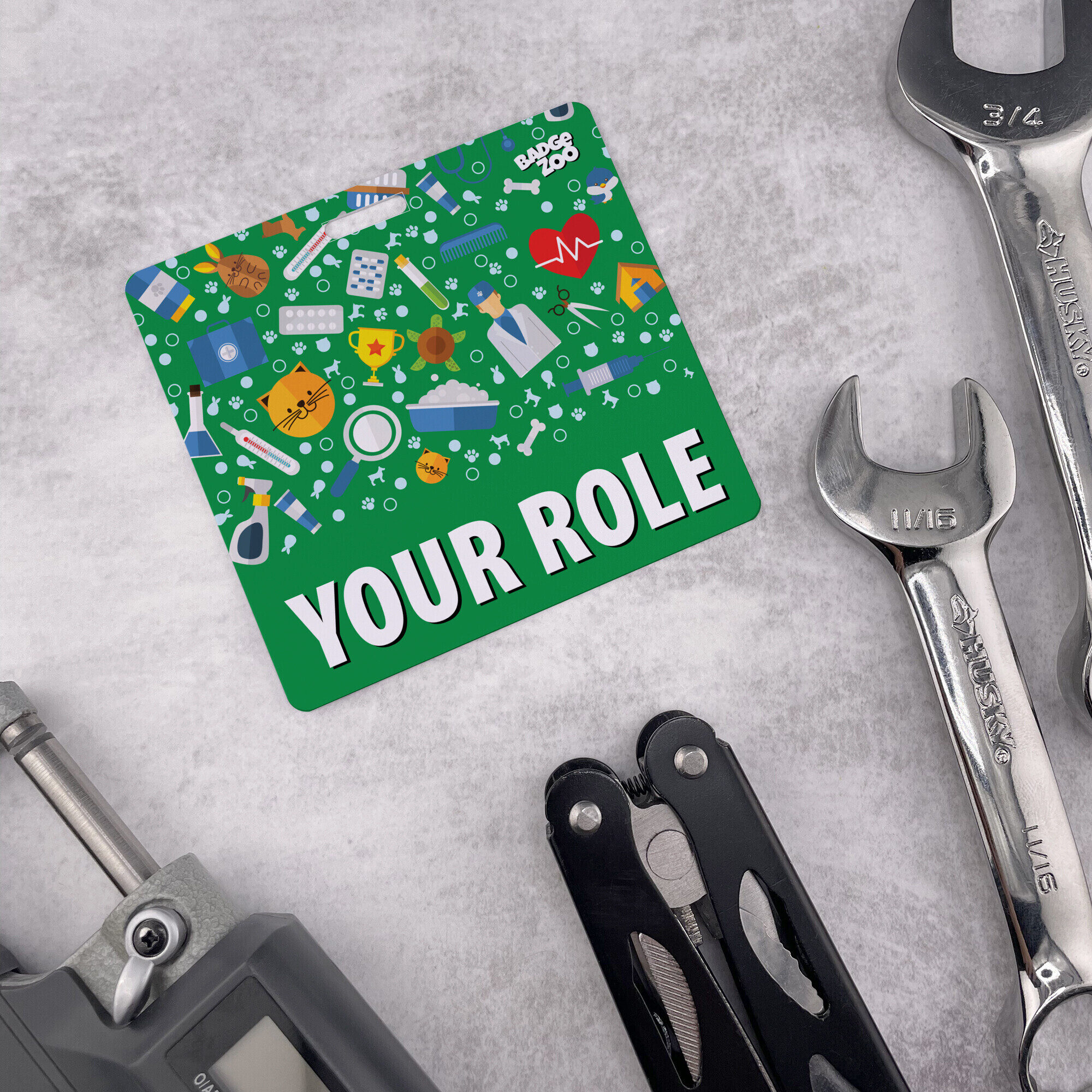 Quick-access vet badge buddy with unique patterns