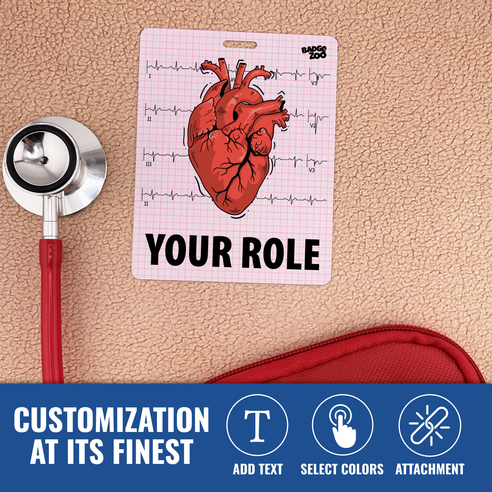 Durable and stylish EKG heart badge holder