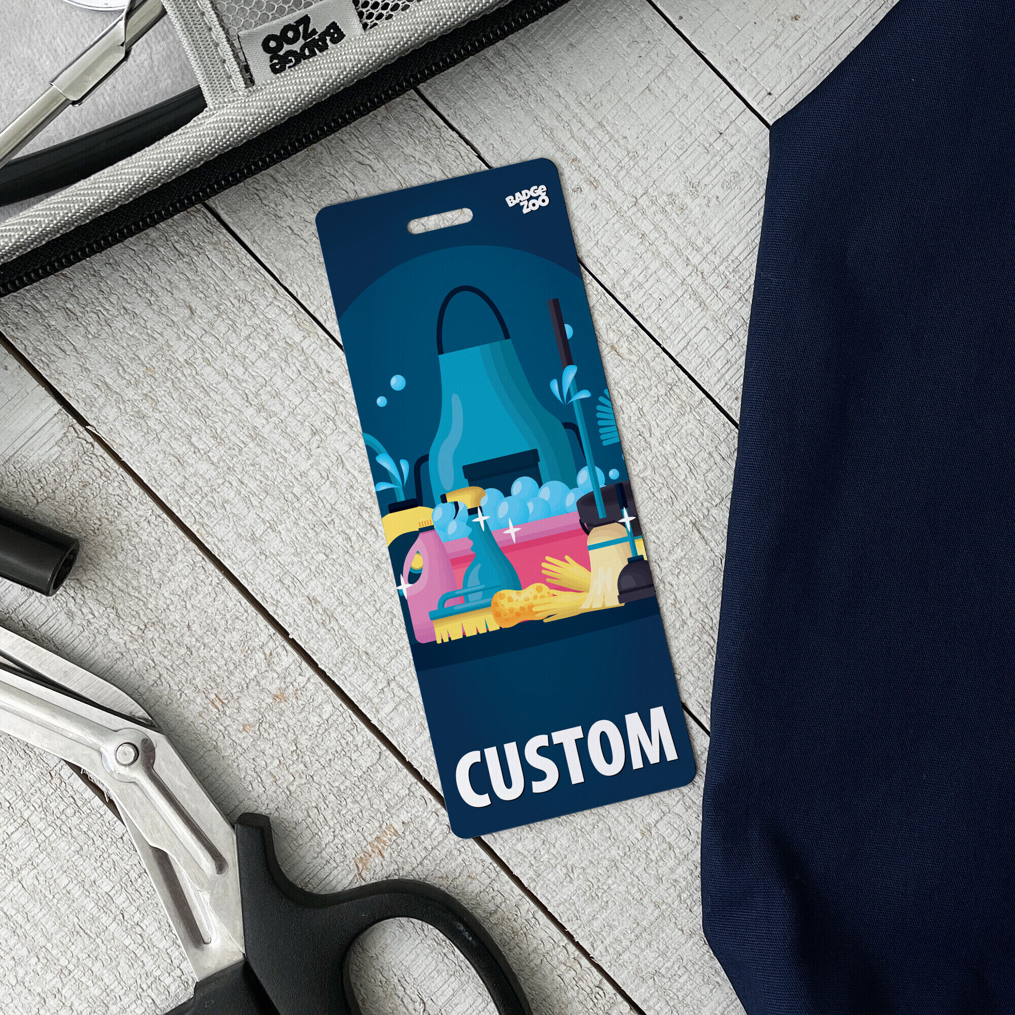 Vibrant Janitorial Design Badge Buddy for professionals
