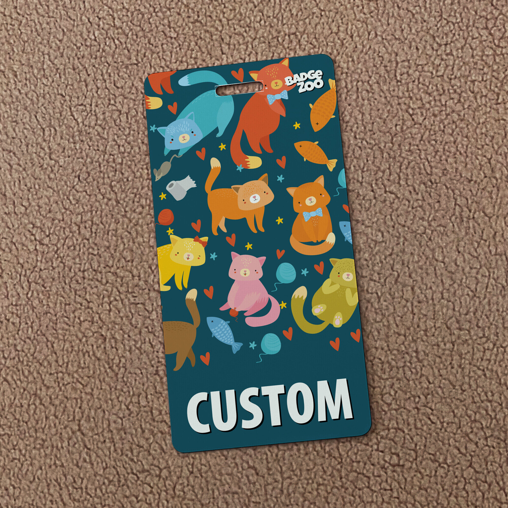 Vibrant kitten pattern badge buddy for everyone