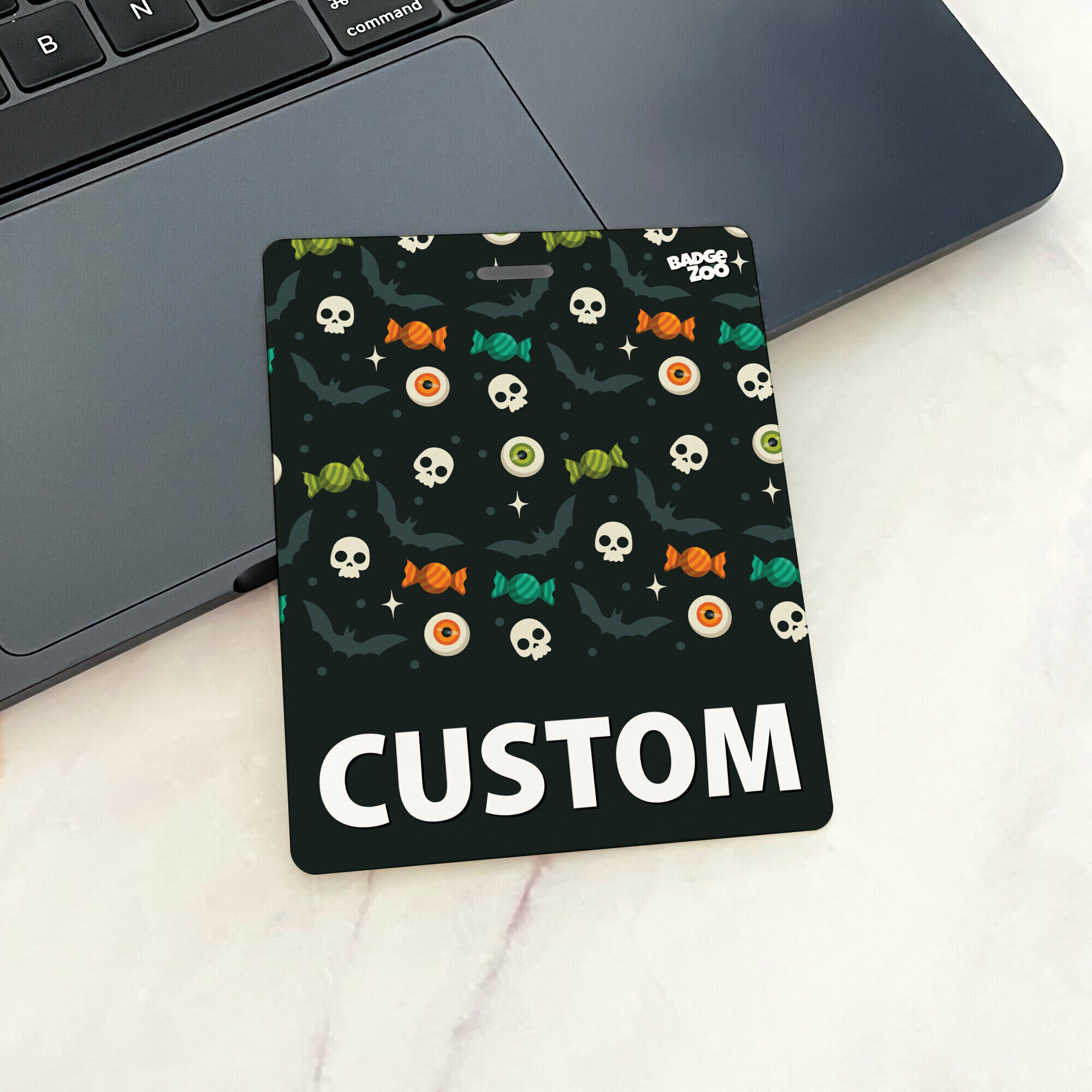 Halloween skulls and eyeballs badge buddy illustration