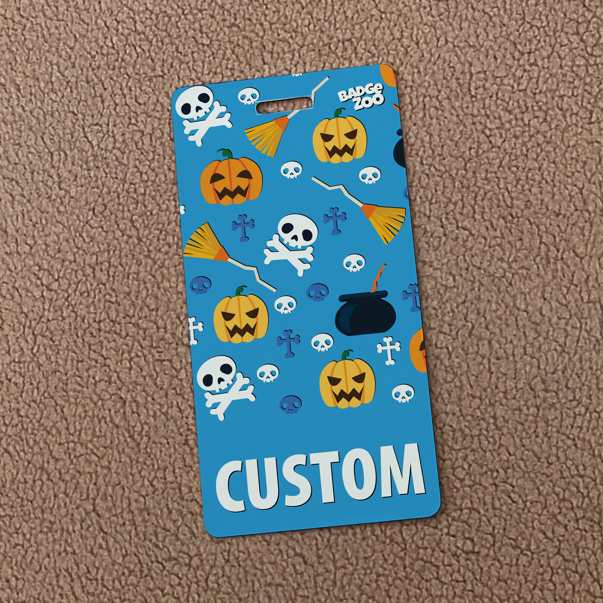 Witch-themed Badge Buddy with pumpkins
