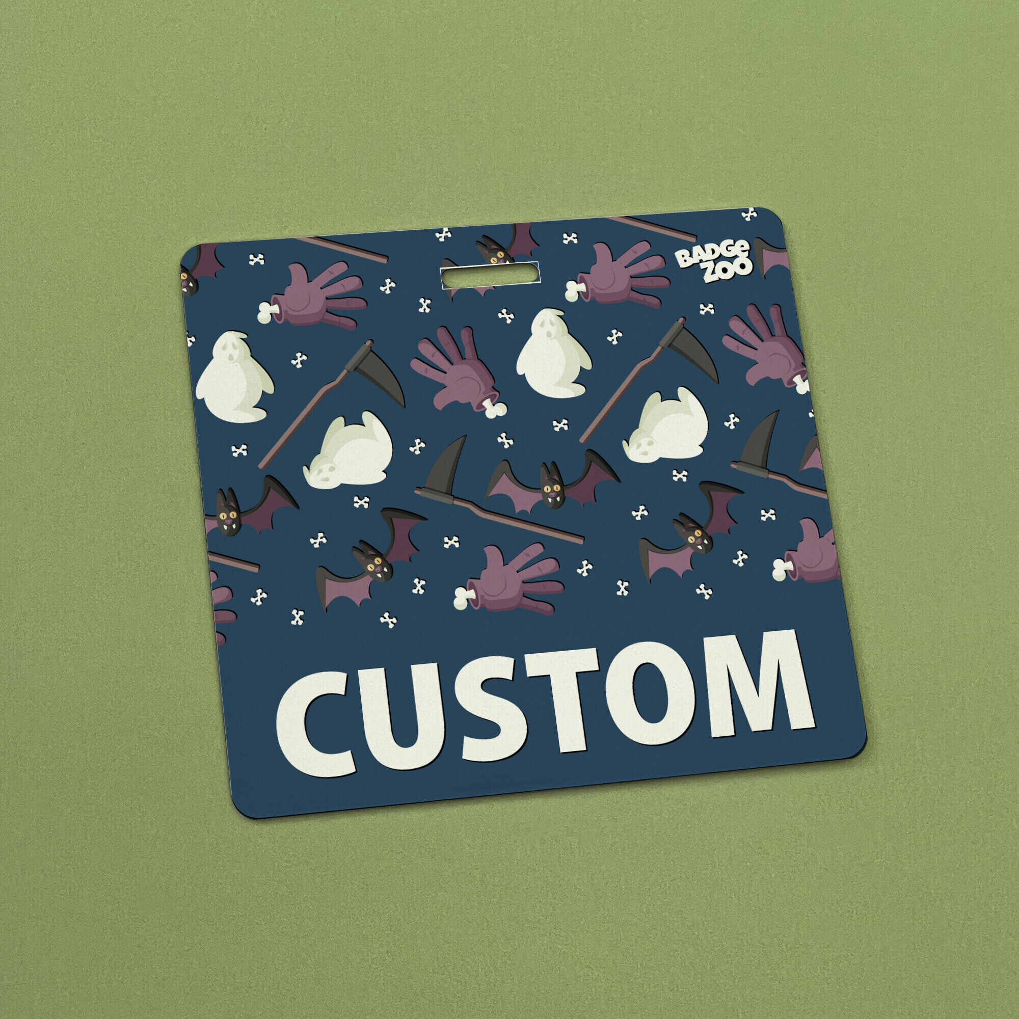 Front view of Halloween Ghosts badge buddy