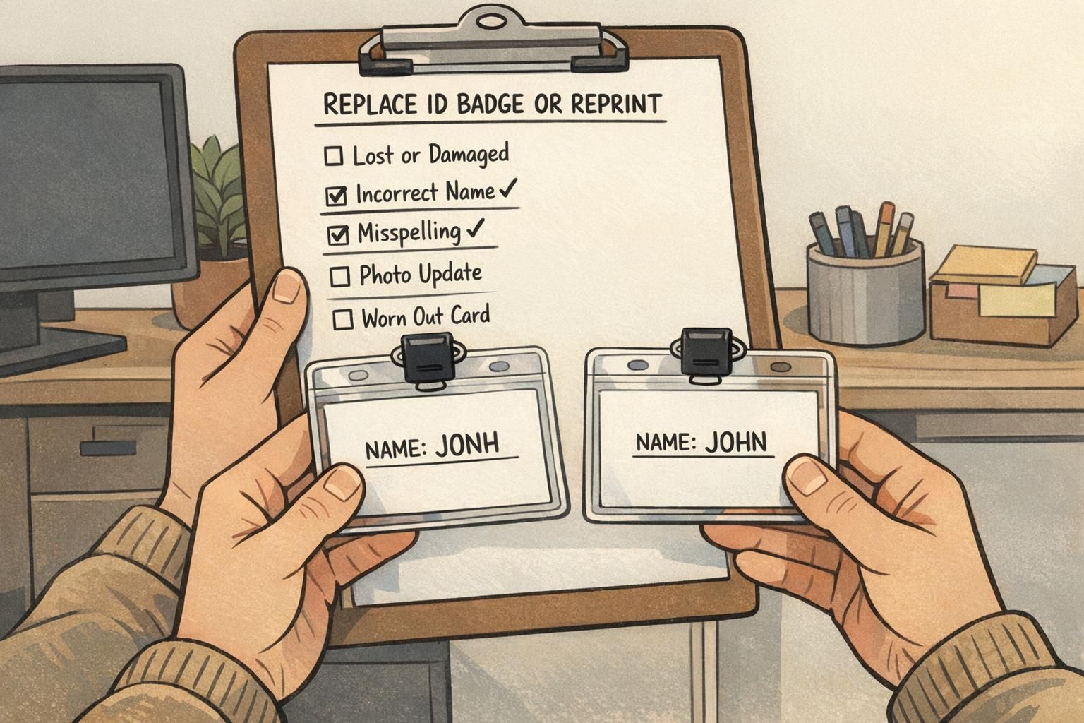Replace ID Badge vs Reprint: When to Fix Typos, Photos, and Wear