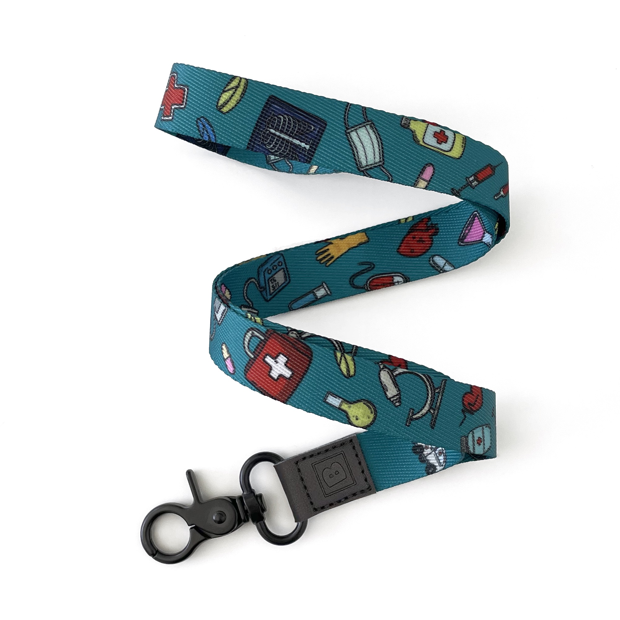 Teal Remedy: Dark Teal Lanyard with Medical Icons and Elements – Unite Style and Medical Expertise! by BadgeZoo