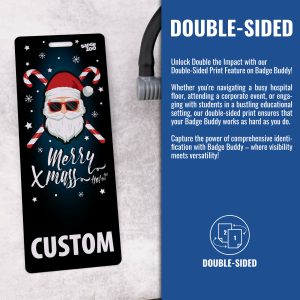 Customizable Badge Buddy - Christmas Series - Cool Santa - ID Backer Card - Image 4