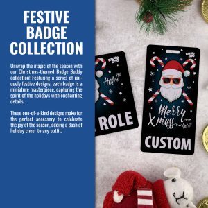 Customizable Badge Buddy - Christmas Series - Cool Santa - ID Backer Card - Image 2