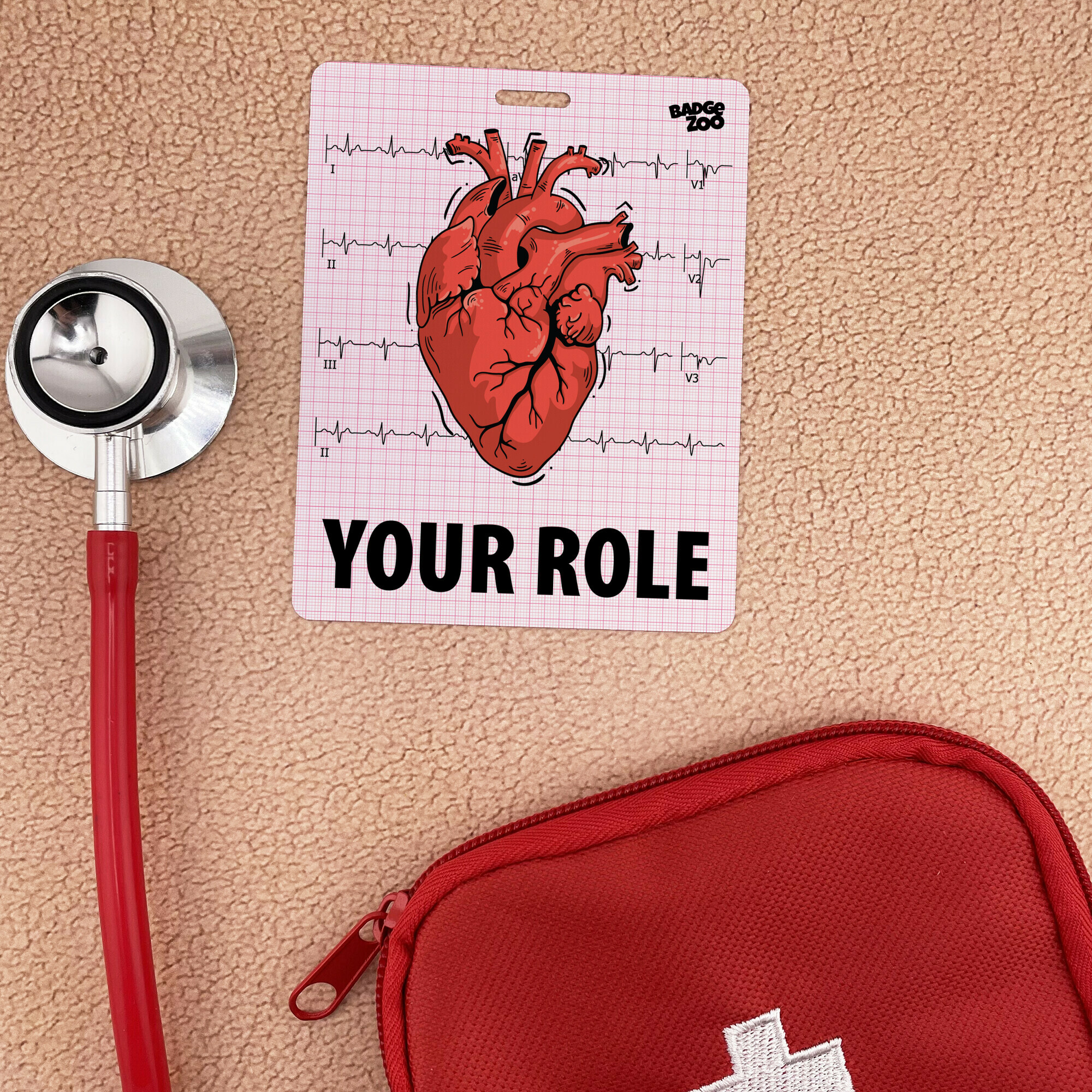 EKG Graphic Heart Badge Buddy Customizable Title - BadgeZoo