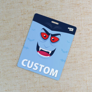 Close up of customisable Halloween badge buddy