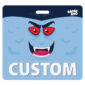 Light blue monster face Halloween badge buddy