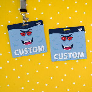 Halloween badge buddy with friendly monster face