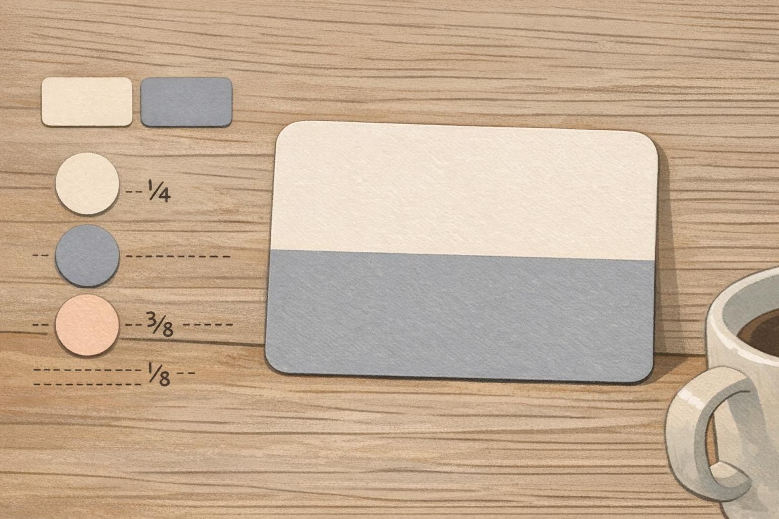 A matte role identifier card with rounded corners and subtle finish details beside simple color swatches.